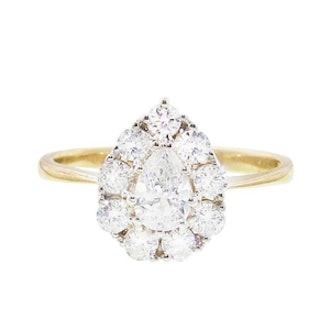 Yellow Gold Diamond Pear Cluster Ring
