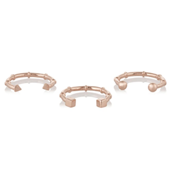 Set of Three Rose Gold-Plated Rings
