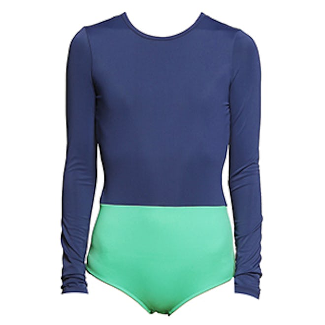 Long-Sleeved Color Block Swimsuit