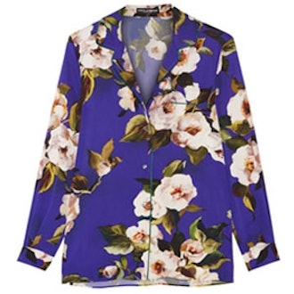 Floral-Print Silk Shirt