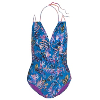 Blue Marble Nature Print Swimsuit