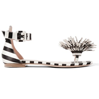 Mariela Montiel Striped Duchesse-Satin Sandals