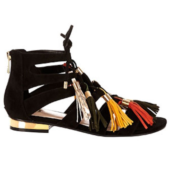 Black Tassel Gladiator Flat Sandals