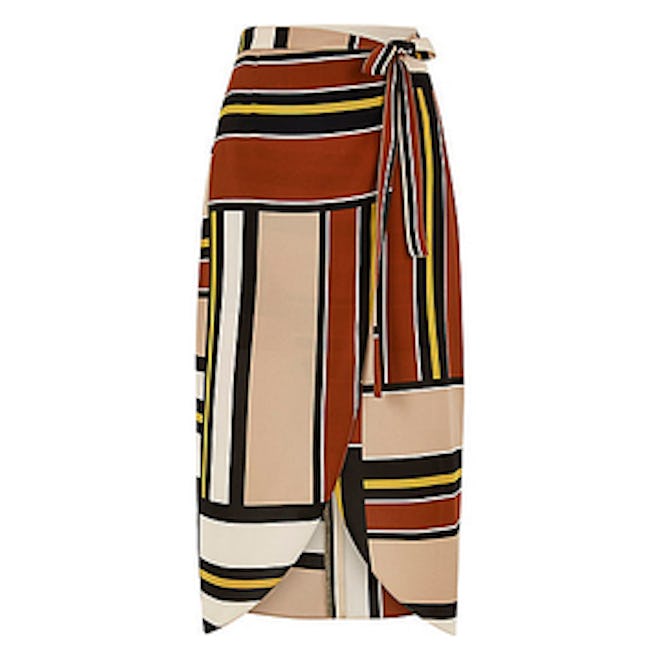 Striped Wrap Front Skirt