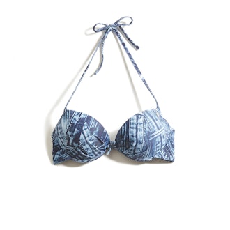 Denim-Print Super Push-Up Bikini Top