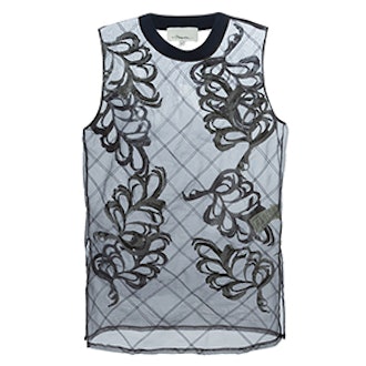 Sheer Fern Embroidered Tank Top
