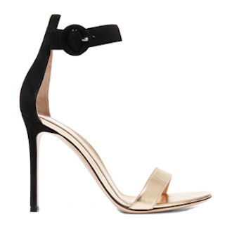 Suede And Metallic Leather Sandals
