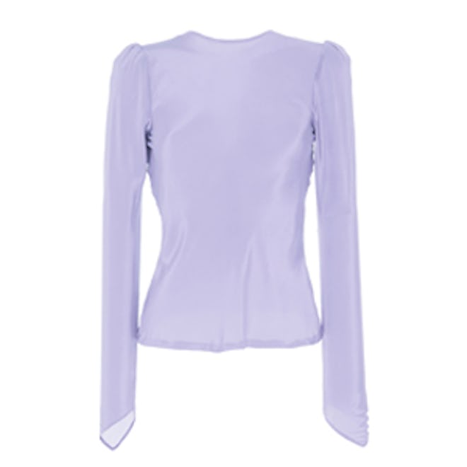 Lilac Silk Crepe De Chine Puff Sleeve Blouse