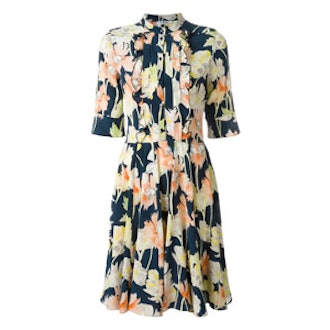 Floral Print Button Down Pleated Dress