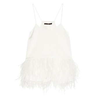 Feather-Embellished Stretch-Faille Camisole