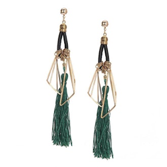 Green Vintage Long Tassel Earrings