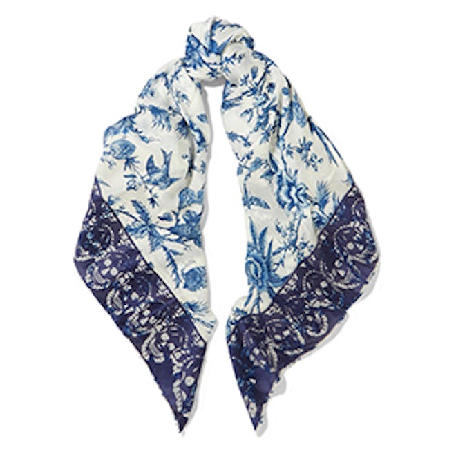 Reversible Printed Silk-Blend And Jacquard Scarf