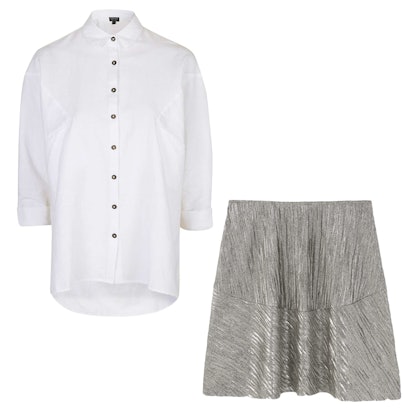 A white shirt and a white skirt on a white background