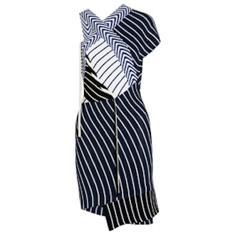 Striped Ribbed-Knit Mini Dress