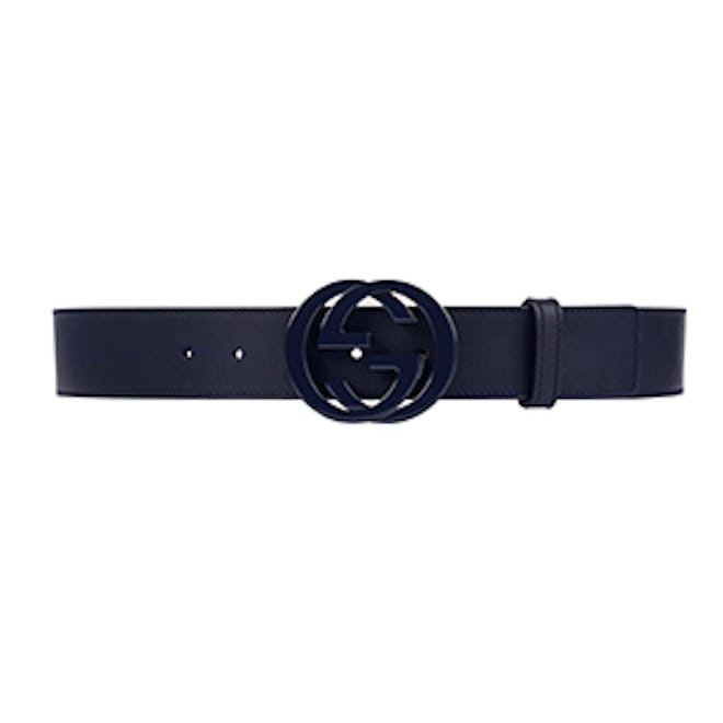 Leather Belt with Interlocking G