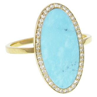 Yellow Gold, Turquoise & Diamond Ring