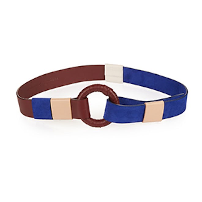 Contrast Leather and Suede Waist Belt