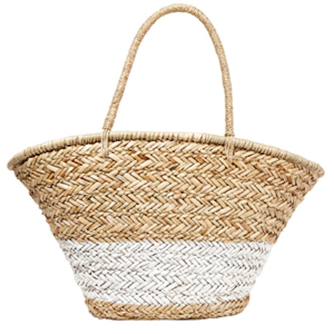 Painted Woven Straw Tote