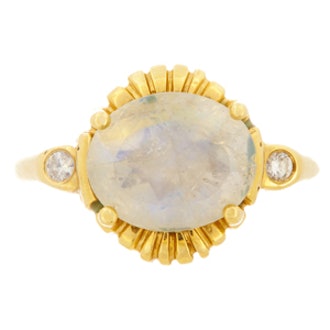 Yellow Gold, Moonstone & Diamond Ring