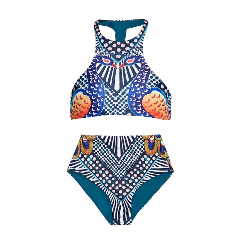 Reversible Peacock Print Bikini