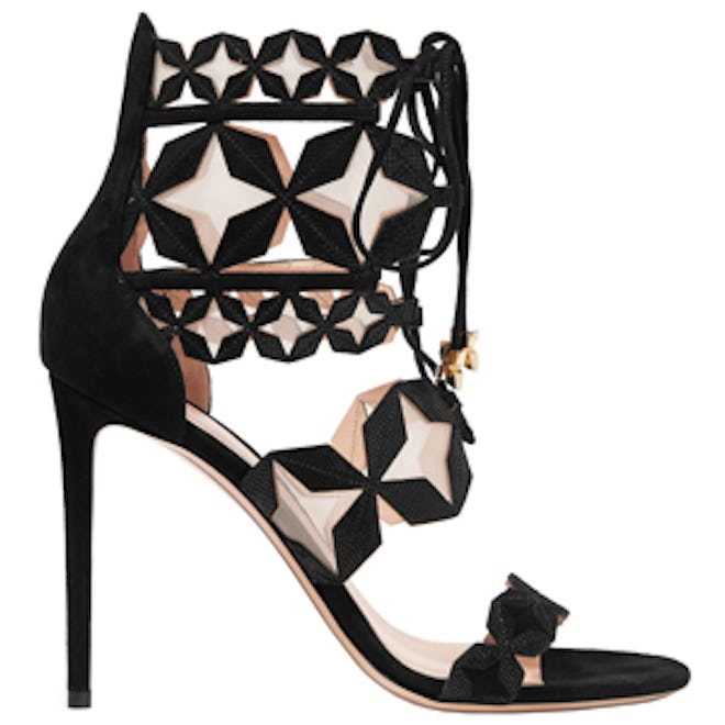 Stella Cutout Suede and Mesh Sandals