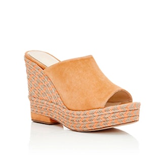 Clare Orange Suede Wedges