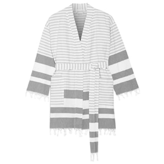 Tasseled Striped Cotton Robe