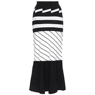 Mixed Stripe Trumpet Skirt