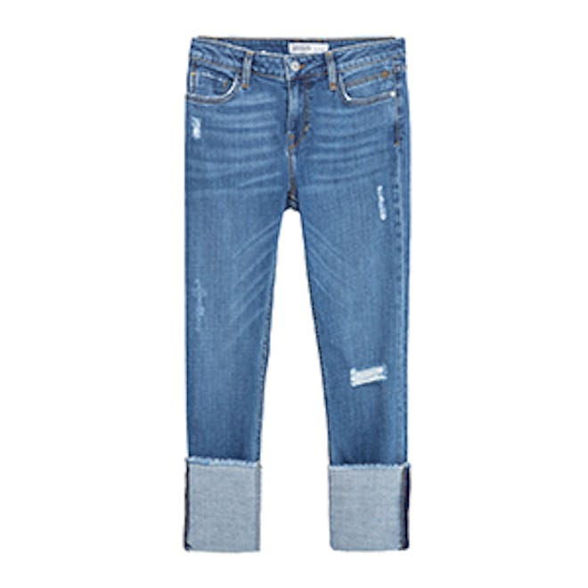 Straight Cut Mid Rise Cropped Jeans