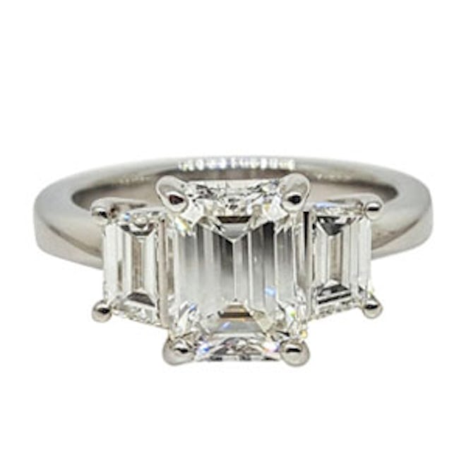 Platinum & Emerald Cut Diamond Engagement Ring