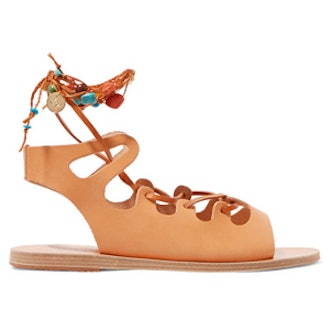 Antigone Embellished Lace-up Leather Sandals