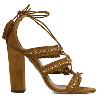 Tulum Fringed Studded Suede Sandals