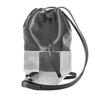 Persephoni Leather Steel Drawstring Bag