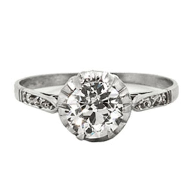 Platinum & Old European Cut Diamond Engagement Ring