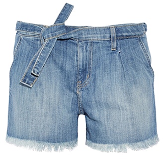 The Pleated Cut-Off Denim Shorts