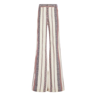 Cotton Linen Patterned Flared Pants