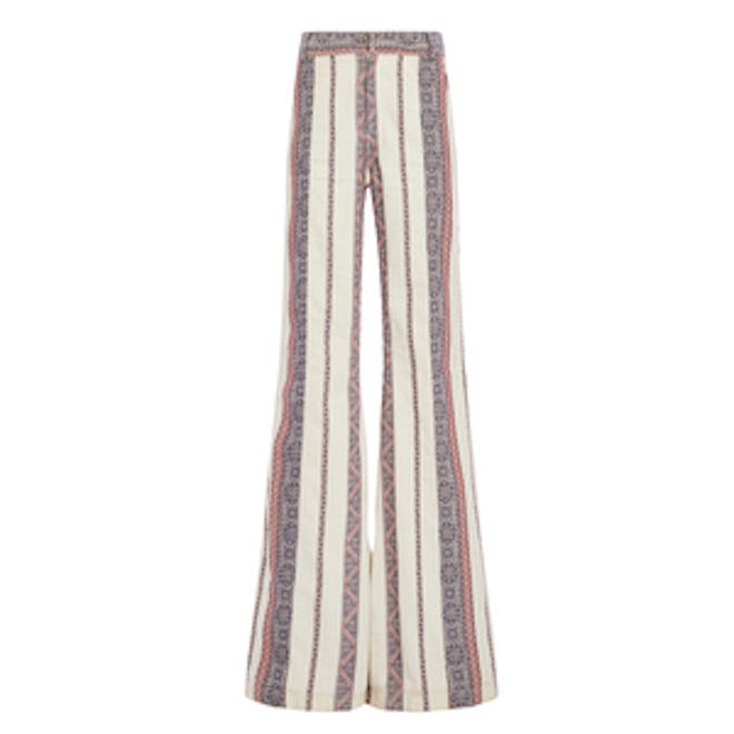 Cotton Linen Patterned Flared Pants