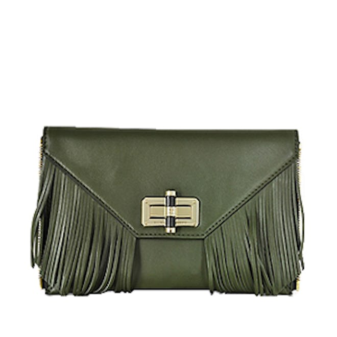 Agent Riley Fringe Zip On Leather Clutch