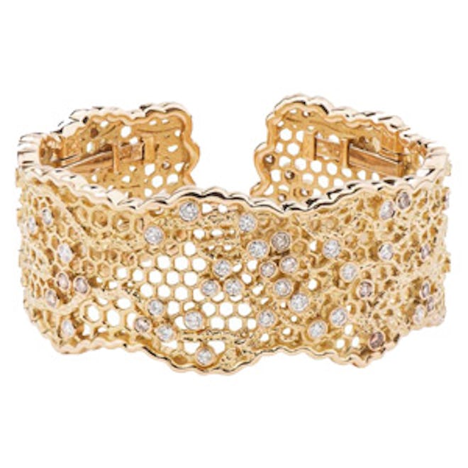 Dentelle 18K Yellow Gold Diamond Cuff Bracelet