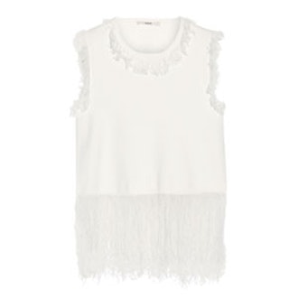 Fringed Stretch Knit Top