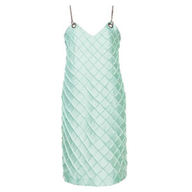 Green Quilted Chain Cami Dress