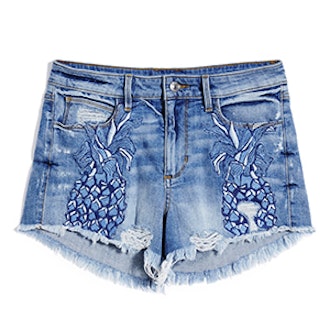 1981 High-Rise Pineapple Denim Shorts