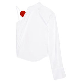 One-Shoulder Cotton-Poplin Shirt