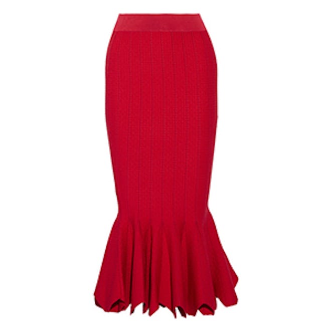 Textured Stretch-Knit Midi Skirt