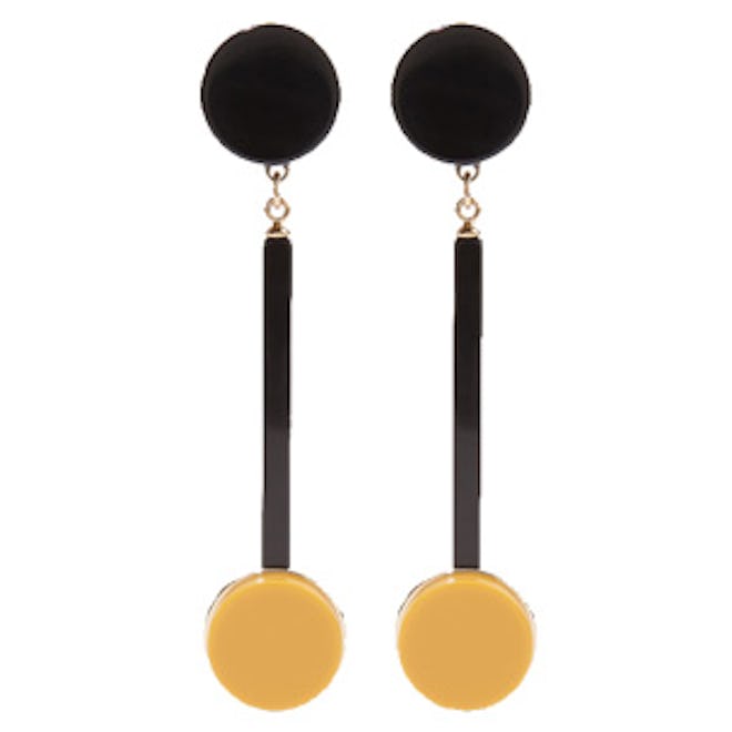Gold-Plated Acrylic Clip Earrings