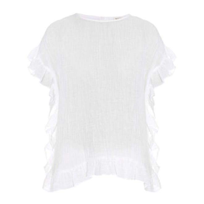 Heli Ruffle-Trimmed Linen Top