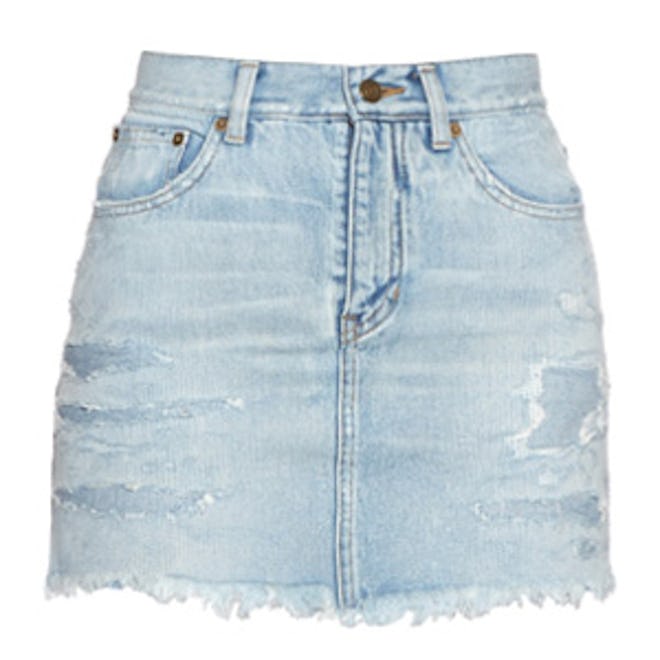 Distressed Denim Mini Skirt