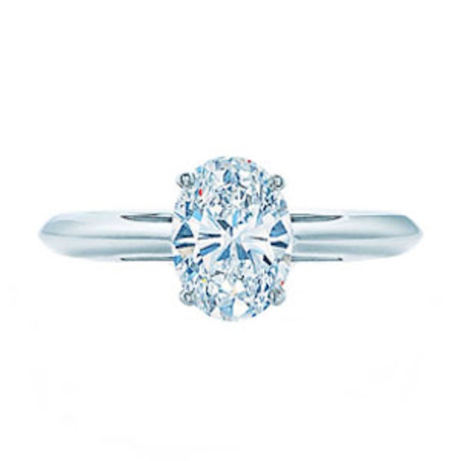 Platinum & Oval Cut Diamond Engagement Ring