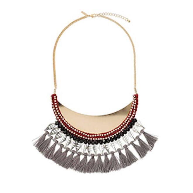 Rhinestone & Tassel Collar Necklace