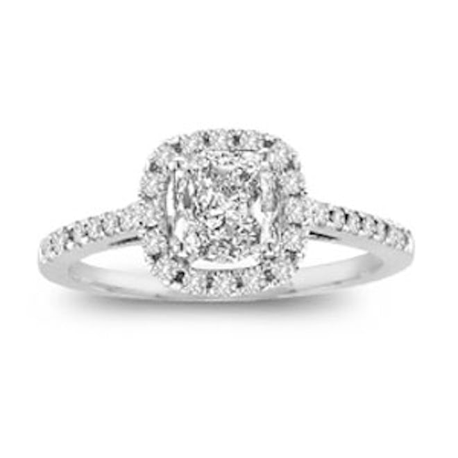 14K White Gold & Radiant Cut Diamond Engagement Ring